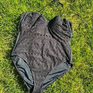 Bathing suit women’s plus size one piece Boohoo swim‎ plus black lace women’s 18